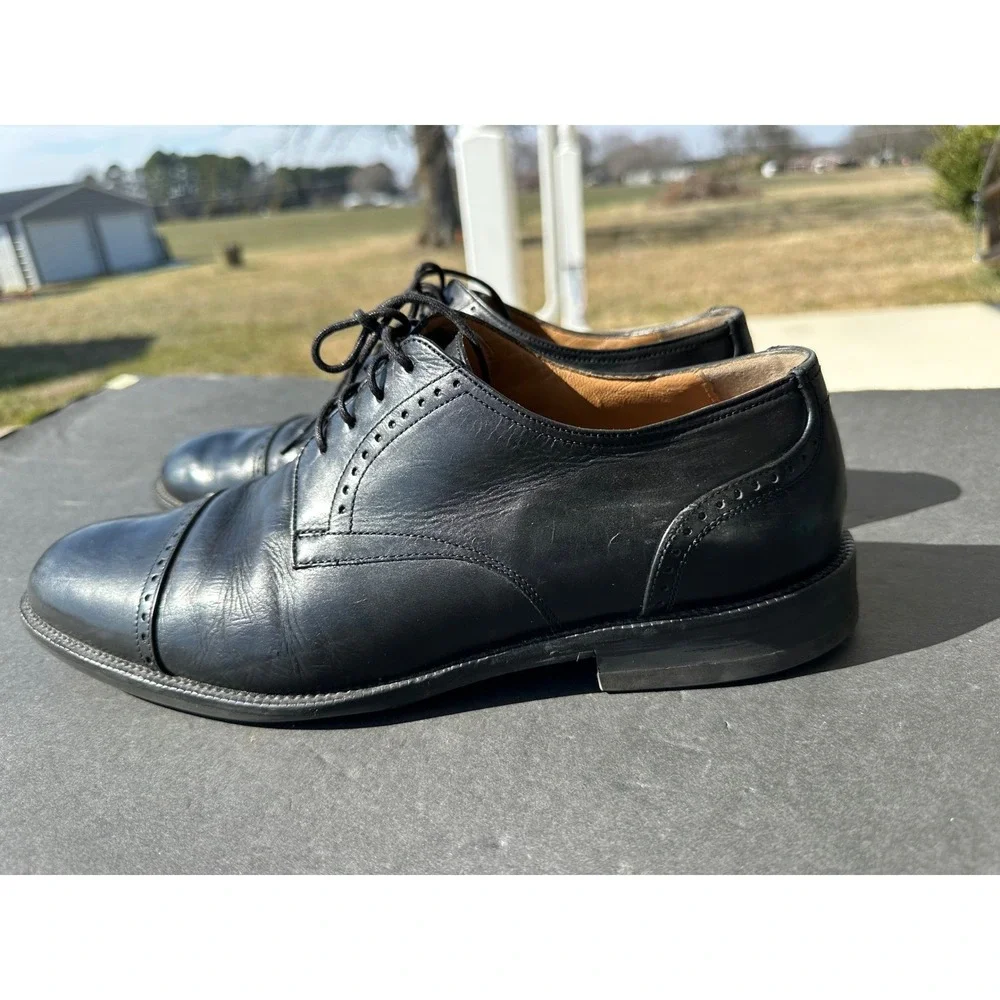 Johnston & Murphy Signature Series‎ Mens Black Leather Cap Toe Oxford Shoes 10.5